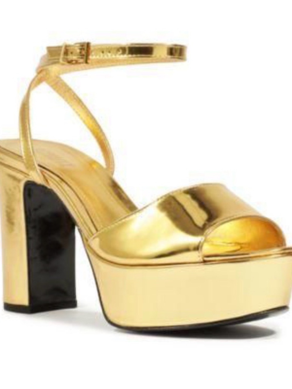 Shutz Metallic Gold Platform Ankle-Strap Sandal